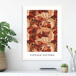 ARTZE William Morris Acanthus in Orange Art Print / White Frame / SIZE: A4