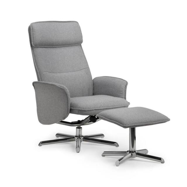 Cheshire Aria Recliner Chair With Stool in Grey Linen in Light Grey - image 1