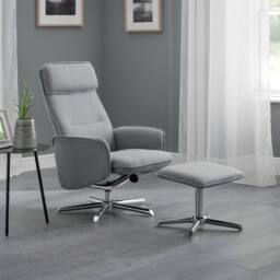 Cheshire Aria Recliner Chair With Stool in Grey Linen in Light Grey - thumbnail 2