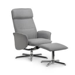 Cheshire Aria Recliner Chair With Stool in Grey Linen in Light Grey - thumbnail 1