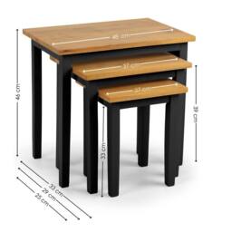Cheshire Invermere Two Tone Black & Oak Nest Of Tables in Light Oak - thumbnail 6
