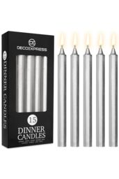 Deco Express Set Of 15 Taper Rustic Taper Candles in Silver