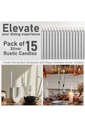 Deco Express Set Of 15 Taper Rustic Taper Candles in Silver - thumbnail 4