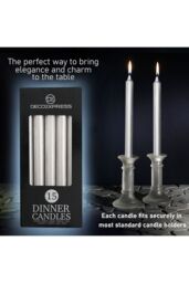 Deco Express Set Of 15 Taper Rustic Taper Candles in Silver - thumbnail 3