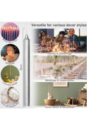Deco Express Set Of 15 Taper Rustic Taper Candles in Silver - thumbnail 2