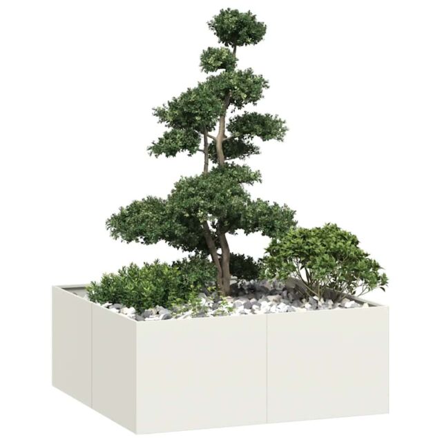 Berkfield Home Planter White 100x100x40 cm Steel - Size: 100 x 100 x 40 cm - image 1