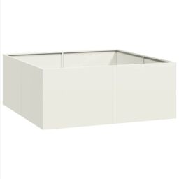 Berkfield Home Planter White 100x100x40 cm Steel - Size: 100 x 100 x 40 cm - thumbnail 2