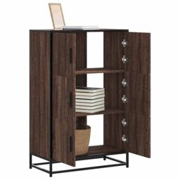 Berkfield Home Highboard Brown Oak 68x35x106.5 cm Engineered Wood & Metal - thumbnail 1
