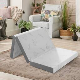 Costway Single Size 10 cm Folding Gel-Infused Tri-fold Mattress Topper Carry Bag RV Camp in White - thumbnail 3