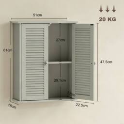HOMCOM Bathroom Cabinet with Adjustable Shelf, Light Green - thumbnail 3
