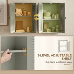 HOMCOM Bathroom Cabinet with Adjustable Shelf, Light Green - thumbnail 6