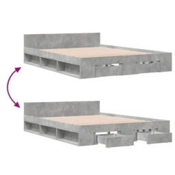 Berkfield Home Bed Frame with Drawers without Mattress Concrete Grey 160x200 cm - thumbnail 7