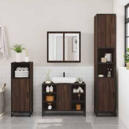 Berkfield Home Elegant Bathroom Sink Cabinet Brown Oak 80x33x60 cm Engineered Wood - Size: 80 x 33 x 60 cm
