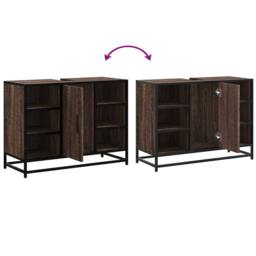 Berkfield Home Elegant Bathroom Sink Cabinet Brown Oak 80x33x60 cm Engineered Wood - Size: 80 x 33 x 60 cm - thumbnail 9
