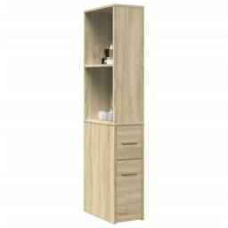 Berkfield Home Narrow Bathroom Cupboard with Wheels Sonoma Oak Engineered Wood in Light Oak - thumbnail 2