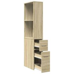 Berkfield Home Narrow Bathroom Cupboard with Wheels Sonoma Oak Engineered Wood in Light Oak - thumbnail 7