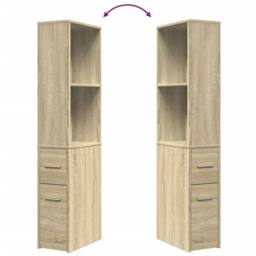 Berkfield Home Narrow Bathroom Cupboard with Wheels Sonoma Oak Engineered Wood in Light Oak - thumbnail 8