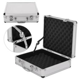 SPETLEK Aluminium Pistol Gun Case Storage Lockable Flight Case Foam Tool Box in Silver