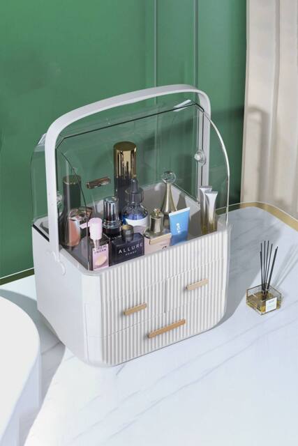 Makeup Organiser Storage Drawers Cosmetic Organisers in White - image 1