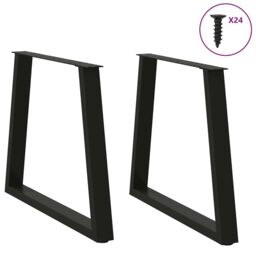 Berkfield Home Dining Table Legs V-Shape 2 pcs Black 70x(72-73.3) cm Steel - thumbnail 3