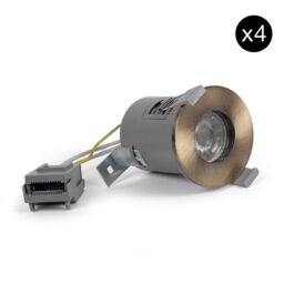 SE Home 4 PACK - Antique Brass GU10 Fire Rated Downlight - IP65 in Gold