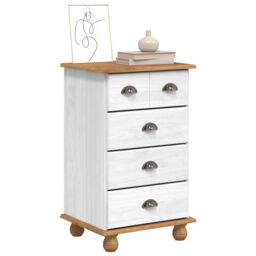 Berkfield Home Chest of Drawers 'ASKIM'White 45.8x40x79 cm Solid Wood Pine - thumbnail 3