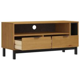 Berkfield Home TV Cabinet FLAM 110x40x50 cm Solid Wood Pine in Brown - Size: 110 x 40 x 50 cm - thumbnail 4