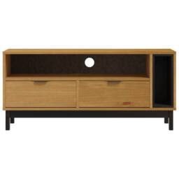 Berkfield Home TV Cabinet FLAM 110x40x50 cm Solid Wood Pine in Brown - Size: 110 x 40 x 50 cm - thumbnail 5