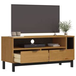Berkfield Home TV Cabinet FLAM 110x40x50 cm Solid Wood Pine in Brown - Size: 110 x 40 x 50 cm