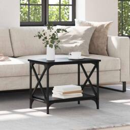 Berkfield Home Side Table with Shelf Black oak 55 x 38 x 45 cm Engineered wood - thumbnail 4