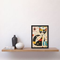 "Artery8 Wall Art Print Abstract Mid Century Modern Atomic Cat Lover Art Framed Poster in Black - Size: W12"" x H16""" - thumbnail 4