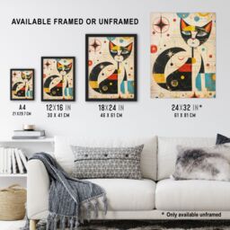 "Artery8 Wall Art Print Abstract Mid Century Modern Atomic Cat Lover Art Framed Poster in Black - Size: W12"" x H16""" - thumbnail 3