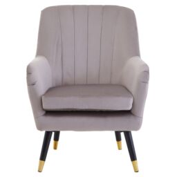Orsina Loretta Velvet Scalloped Armchair in Brown - thumbnail 7