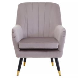 Orsina Loretta Velvet Scalloped Armchair in Brown
