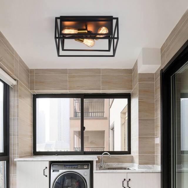 NIVOR Industrial 3-Light Ceiling Light, Black for Hallway Foyer Bedroom E27 - image 1