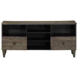 Berkfield Home TV Cabinet Black 100x33x46 cm Solid Wood Mango - Size: 100 x 33 x 46 cm - thumbnail 3