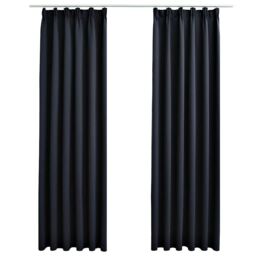 Berkfield Home Blackout Curtains with Hooks 2 pcs Anthracite 140x225 cm - thumbnail 2
