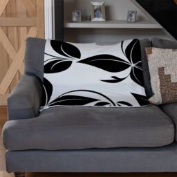 Benjamin Tate Design Black & White Floral Blanket in Natural - Size: 120 cm x 150 cm - thumbnail 2