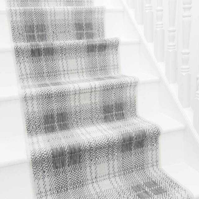 runrug Stair Runner Carpet - Reversible & Durable, 2mm - 'Plaid' in Grey - Size: 60 cm x 450 cm - image 1