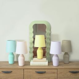 ValueLights Arlo Compact Ceramic Table Lamp with Fabric Shade with LED Bulb in Grey - thumbnail 4