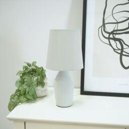 ValueLights Arlo Compact Ceramic Table Lamp with Fabric Shade with LED Bulb in Grey - thumbnail 3
