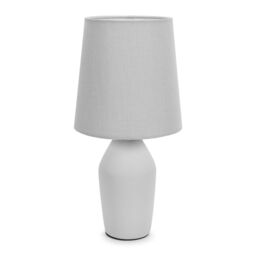 ValueLights Arlo Compact Ceramic Table Lamp with Fabric Shade with LED Bulb in Grey - thumbnail 2
