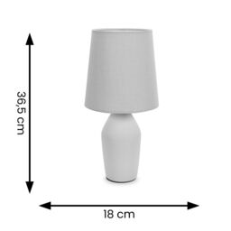 ValueLights Arlo Compact Ceramic Table Lamp with Fabric Shade with LED Bulb in Grey - thumbnail 6
