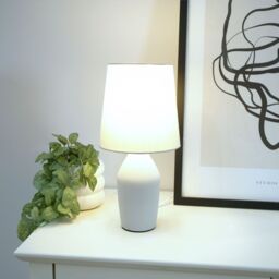 ValueLights Arlo Compact Ceramic Table Lamp with Fabric Shade with LED Bulb in Grey - thumbnail 1