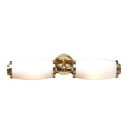 Netlighting Eliot 2 Light Bathroom Twin Wall Light Polished Brass IP44 G9 in Yellow
