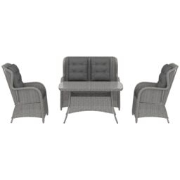 OUTSUNNY 4 PCs Outdoor Rattan Sofa Set, Wicker Sectional Sofa Set in Light Grey - thumbnail 2