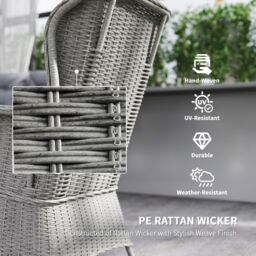 OUTSUNNY 4 PCs Outdoor Rattan Sofa Set, Wicker Sectional Sofa Set in Light Grey - thumbnail 4