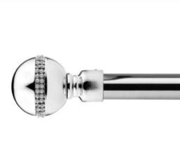 New Edge Blinds 16-19mm Bejeweled Extendable Eyelet Metal Curtain Pole Set in Silver - Size: 160 cm - thumbnail 1