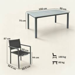 OUTSUNNY Garden Dining Set with Acacia Wood Table Top, Stackable Chairs in Grey - Size: 150 cm x 90 cm - thumbnail 3