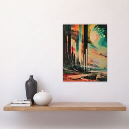 "Artery8 Retro Sci-Fi Cliff by Moon Artwork Galaxy Fantasy Wall Art Print - Size: W24"" x H32""" - thumbnail 4